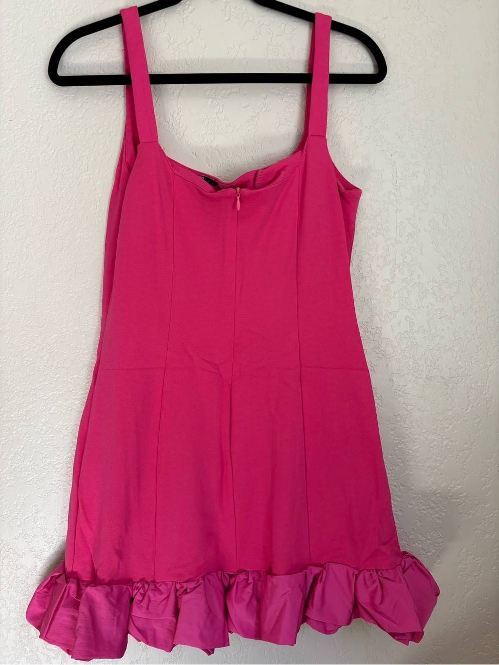 Fuchsia Ruffle-Hem Mini Dress with Structured Bust - Picture 2 of 5
